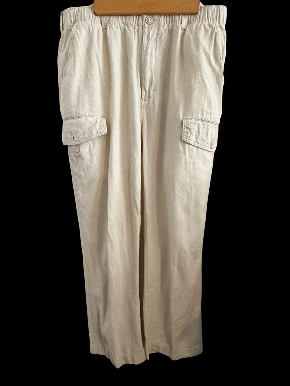 Roundtree & Yorke Linen Blend Mens Cargo Pants Costal Beachy Neutral